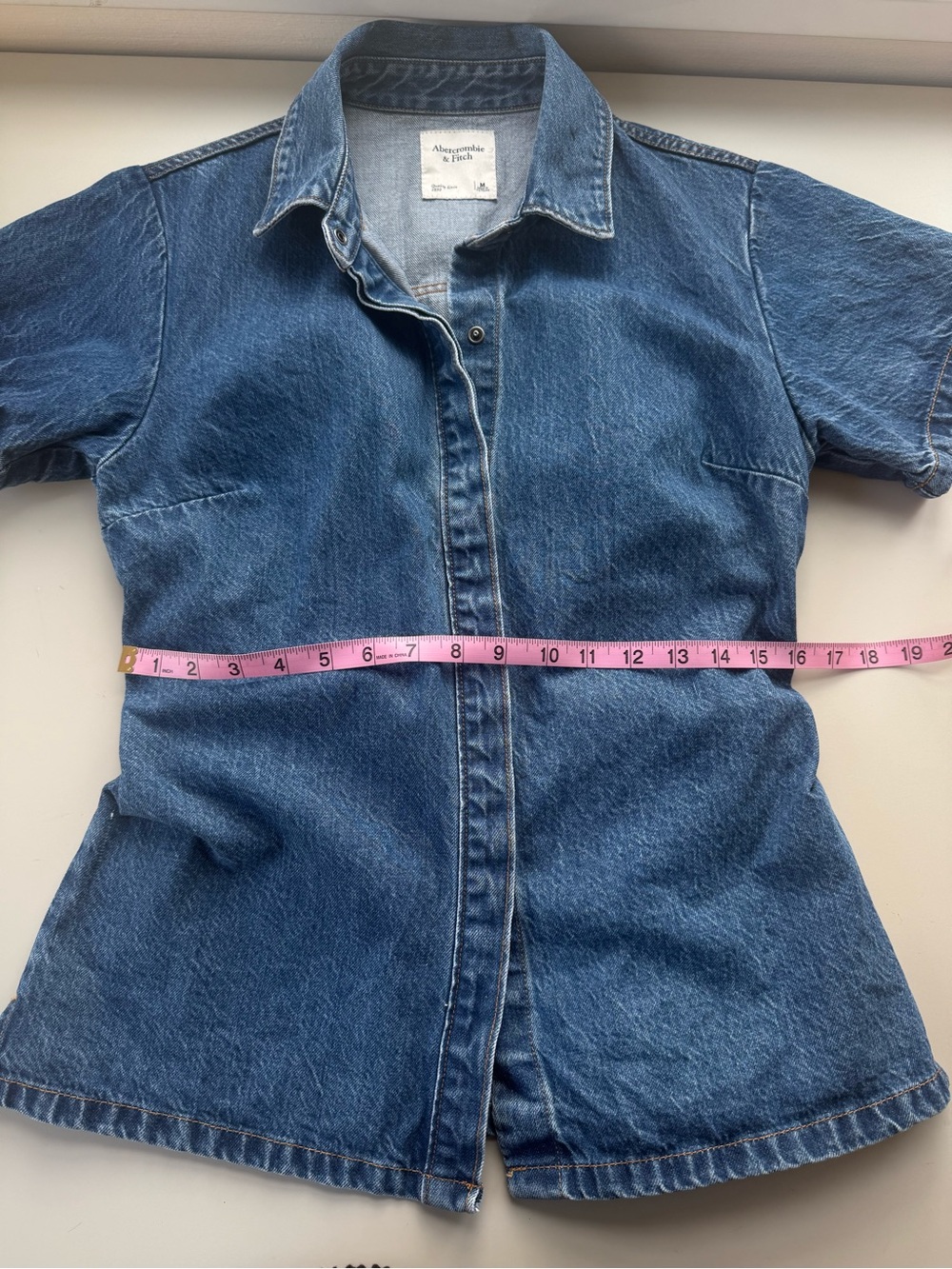 Abercrombie & Fitch Denim Peplum Shirt Medium Wash M - Picture 11 of 14